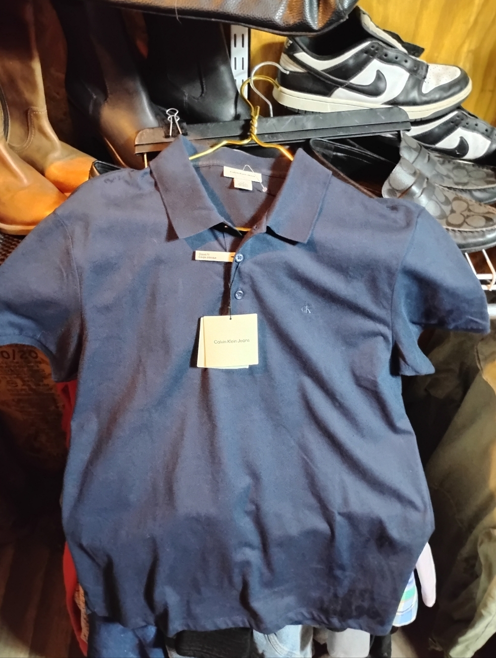 CALVIN KLEIN JEANS! CLASSIC FIT "DARK SAPHIRE" SHORT SLERVE COLLARD SHIRT